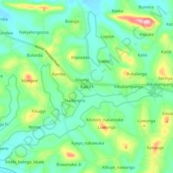 Kakiri topographic map, elevation, terrain