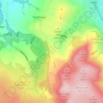 Ryal Fold topographic map, elevation, terrain