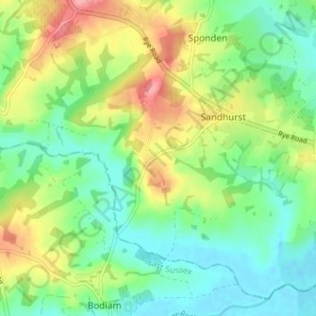 Sandhurst Cross topographic map, elevation, terrain