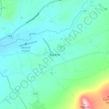 Buckna topographic map, elevation, terrain