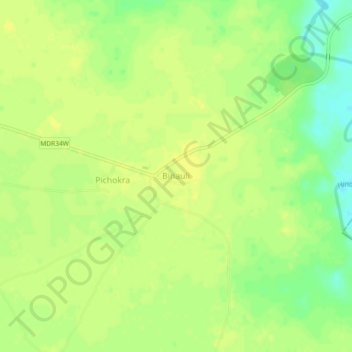 Binauli topographic map, elevation, terrain