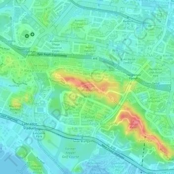 Telok Blangah Hill topographic map, elevation, terrain