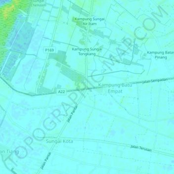 Sungai Bakau topographic map, elevation, terrain