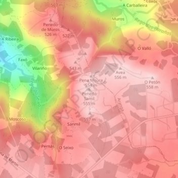 Penedo Samil topographic map, elevation, terrain