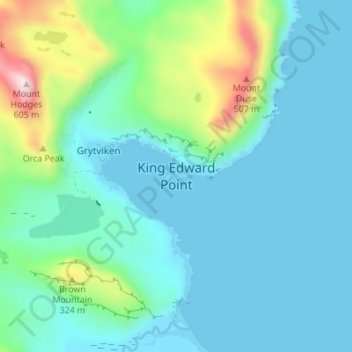 King Edward Point topographic map, elevation, terrain