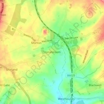 Stonebroom topographic map, elevation, terrain