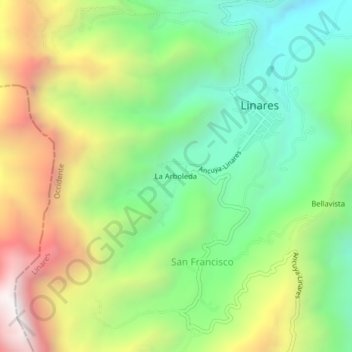 La Arboleda topographic map, elevation, terrain