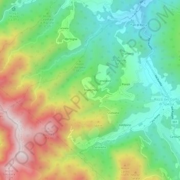 Bovecchio topographic map, elevation, terrain