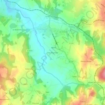 Chez Pouchoux topographic map, elevation, terrain