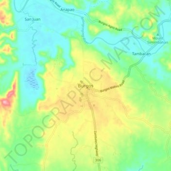 Burgos topographic map, elevation, terrain