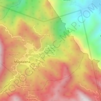 Tepetzingo topographic map, elevation, terrain