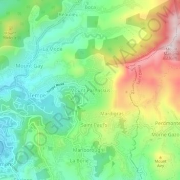 Mount Parnassus topographic map, elevation, terrain