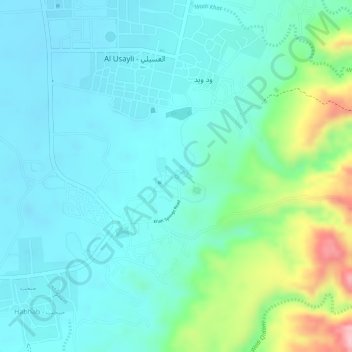 Khatt Hot Springs topographic map, elevation, terrain