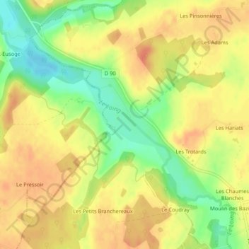 Les Pres d'Archer topographic map, elevation, terrain