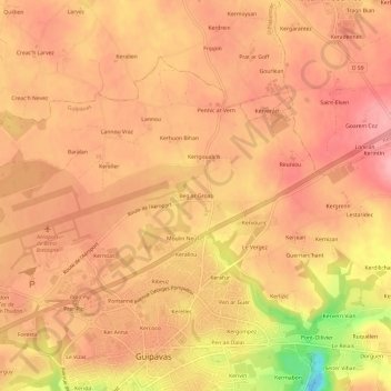 Beg ar Groas topographic map, elevation, terrain