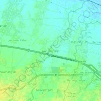 Wangunharja topographic map, elevation, terrain