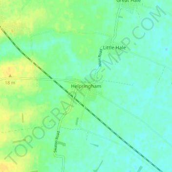 Helpringham topographic map, elevation, terrain