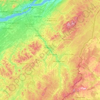 Robert-Cliche topographic map, elevation, terrain