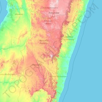 Province de Fianarantsoa topographic map, elevation, terrain