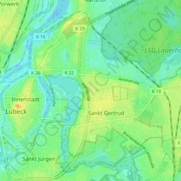 Sankt Gertrud topographic map, elevation, terrain