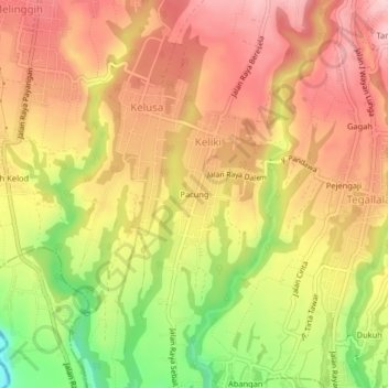 Pacung topographic map, elevation, terrain