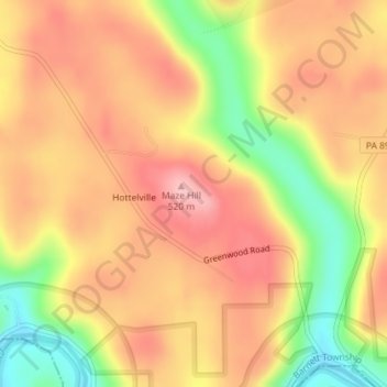 Maze Hill topographic map, elevation, terrain