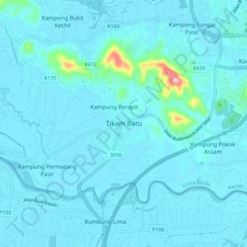 Tikam Batu topographic map, elevation, terrain