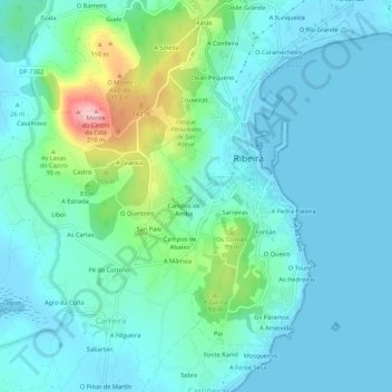 Cubeliano topographic map, elevation, terrain