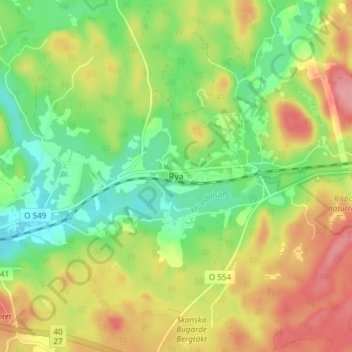 Rya topographic map, elevation, terrain