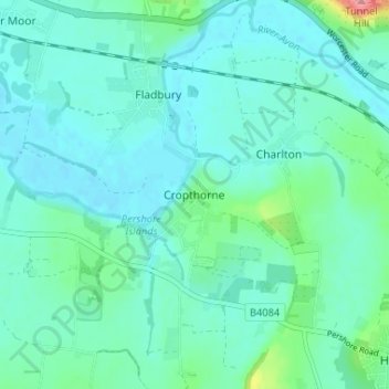 Cropthorne topographic map, elevation, terrain