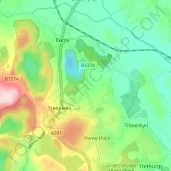 Kerrow Moor topographic map, elevation, terrain