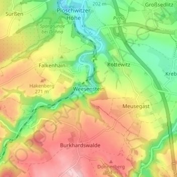 Weesenstein topographic map, elevation, terrain