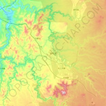 Fusong topographic map, elevation, terrain