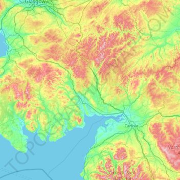Dumfriesshire topographic map, elevation, terrain