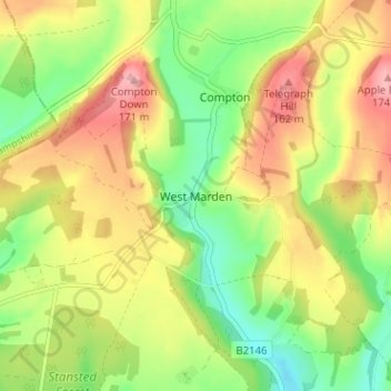 West Marden topographic map, elevation, terrain