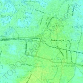 Bendan topographic map, elevation, terrain