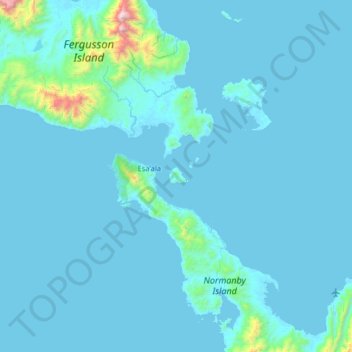 Dobu Island topographic map, elevation, terrain