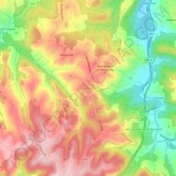 Spedaletto topographic map, elevation, terrain
