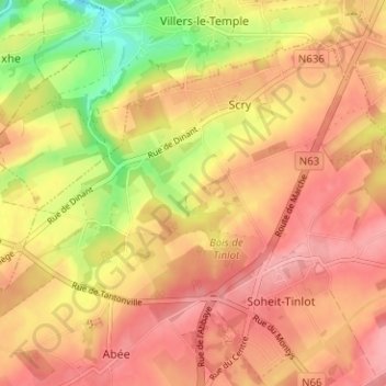 Tilesse topographic map, elevation, terrain