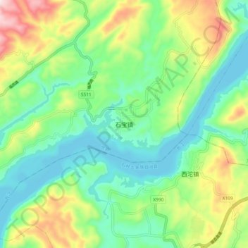 Shibao topographic map, elevation, terrain