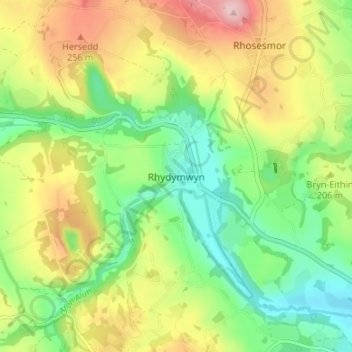 Rhydymwyn topographic map, elevation, terrain