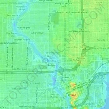 Mathews Place topographic map, elevation, terrain