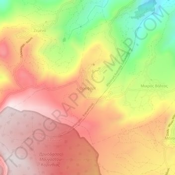 Θροφάρι topographic map, elevation, terrain