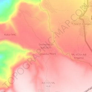 Debrebirhan topographic map, elevation, terrain