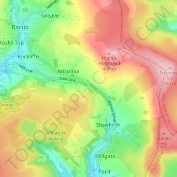 Trough Gate topographic map, elevation, terrain