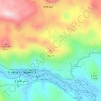 Pus topographic map, elevation, terrain