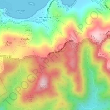 Central topographic map, elevation, terrain