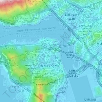 Tsing Yi Fishermen's Village topographic map, elevation, terrain