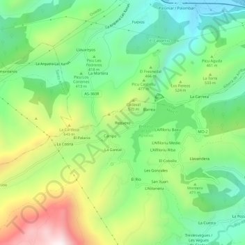 Requexo topographic map, elevation, terrain