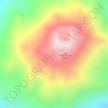 Kiska volcano topographic map, elevation, terrain